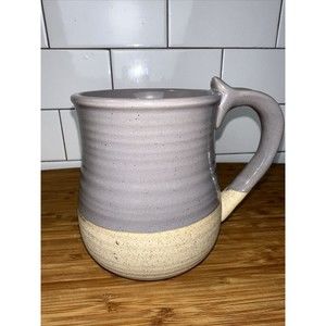Glazed Two Tone Gray Tan Speckled Stoneware Large Coffee Mug Hand Thrown 22 Oz
